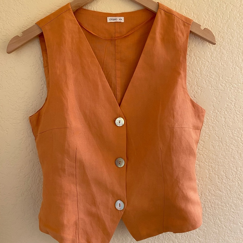 Oysho Linen Waistecoat Vest
